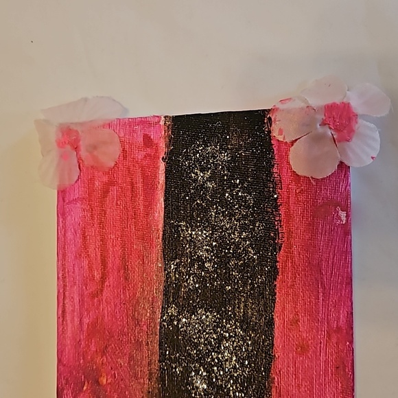 HAND CRAFTED 5 x 7 Barbie Core Abstract Painting Art Room Decor Unique Upcycled - Picture 12 of 17
